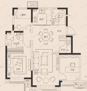 当代公园阅MOMA3室2厅2卫户型图