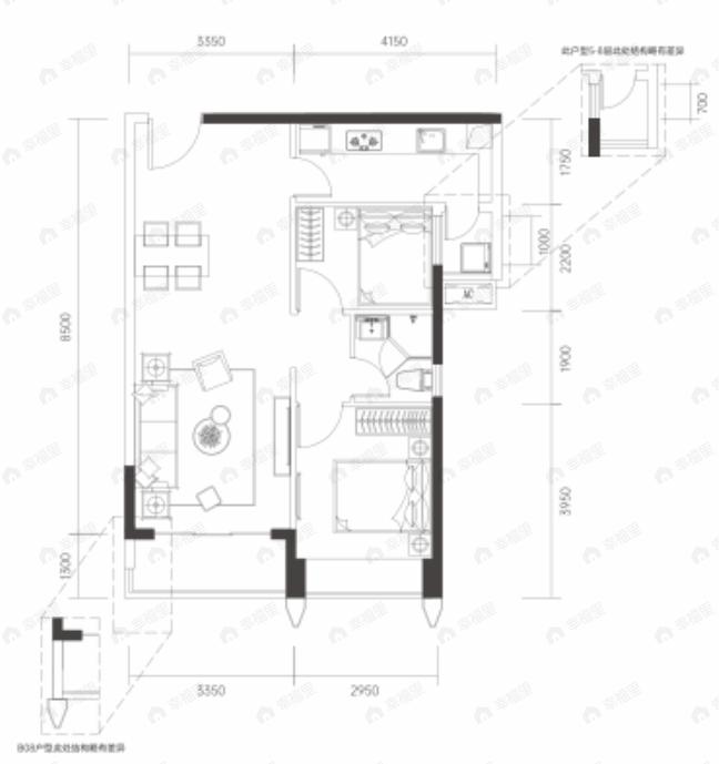 京基智农山海公馆2室2厅1卫户型图