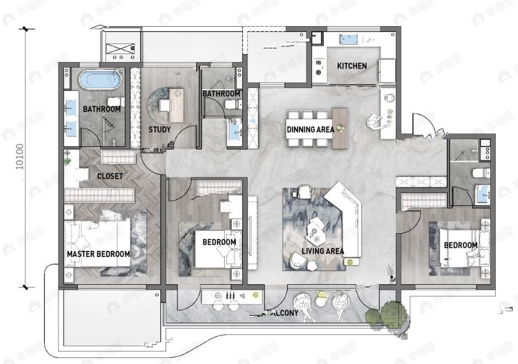 龙湖星河云河颂4室2厅3卫户型图