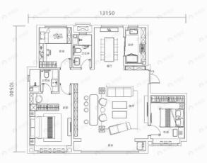 南飞鸿云境澜湾3室2厅2卫户型图