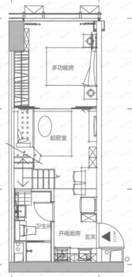 3室1厅1卫建面55平户型图