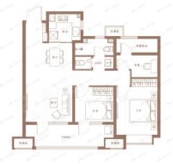 国信棠樾云邸3室2厅2卫户型图