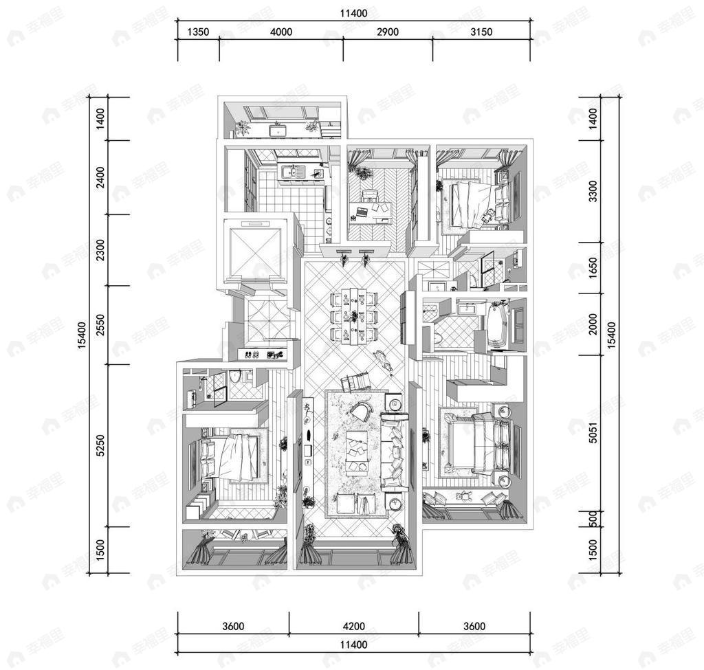 中粮京西祥云4室2厅3卫户型图