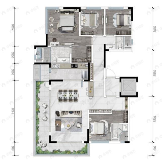 人居越秀和樾林语4室2厅3卫户型图
