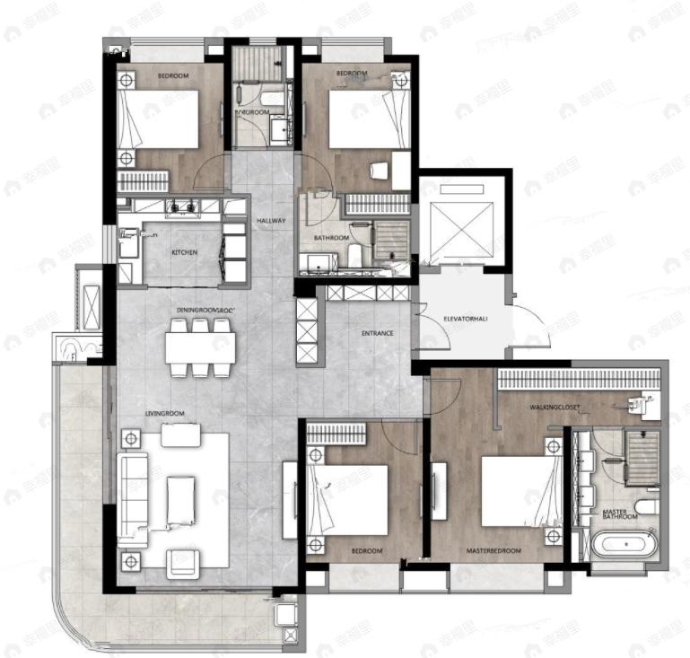 龙湖清能天奕4室2厅3卫户型图