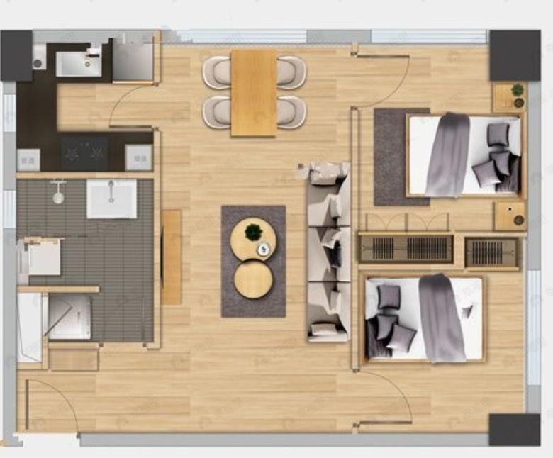 卓伯根19002室2厅1卫户型图