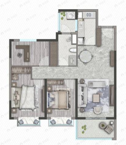 保利城3室2厅1卫户型图