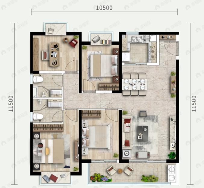 阳光城文澜东方4室2厅2卫户型图