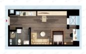中国铁建公馆1891室2厅1卫户型图
