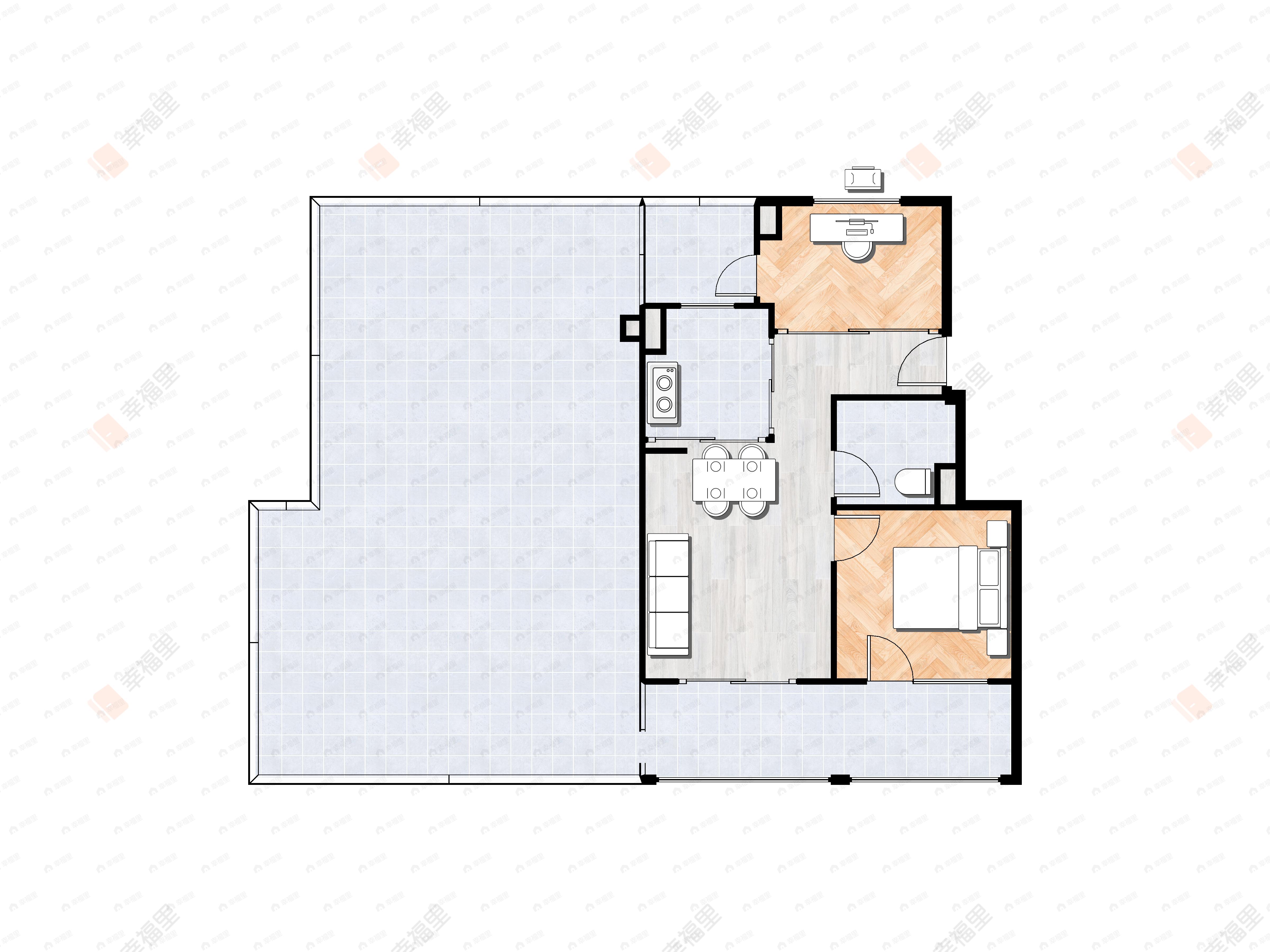 2室2厅1卫建面67平南户型图