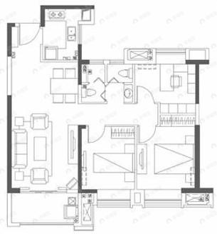光谷澎湃城奥山府3室2厅2卫户型图