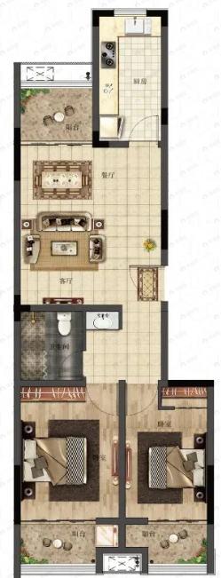 荣景苑2室2厅1卫户型图