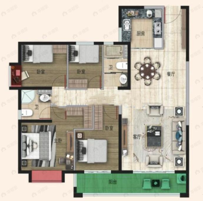 碧桂园龙腾世家4室2厅2卫户型图