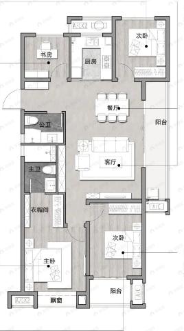 上坤碧桂园云起峰境4室2厅2卫户型图