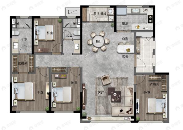 绿城紫薇公馆4室2厅2卫户型图