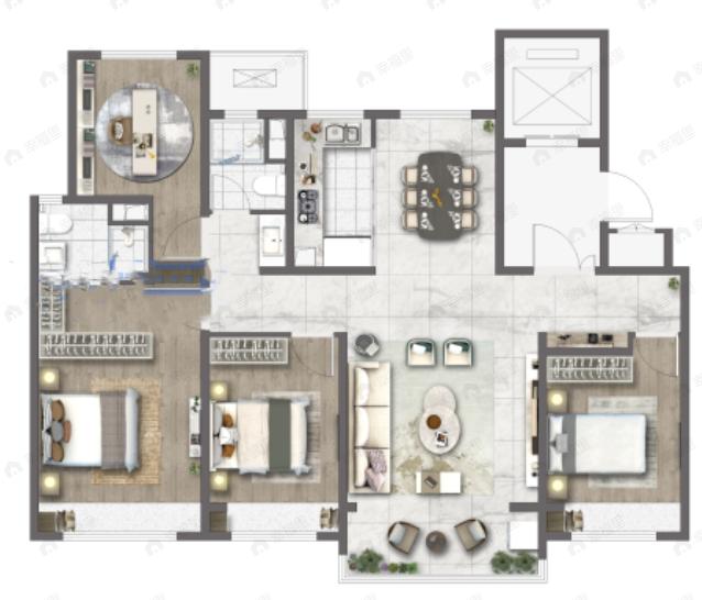 越秀麓端府4室2厅2卫户型图