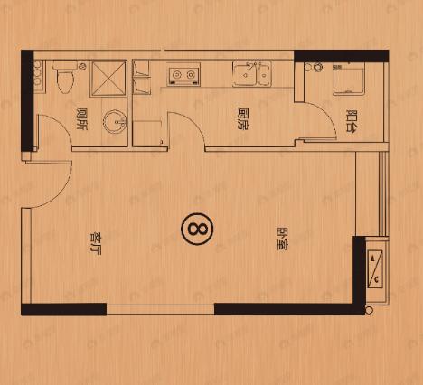 粤泰荔湾华府1室1厅1卫户型图