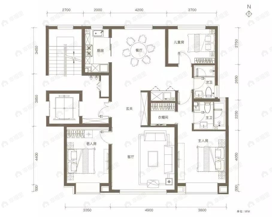 石榴春和景明3室2厅2卫户型图