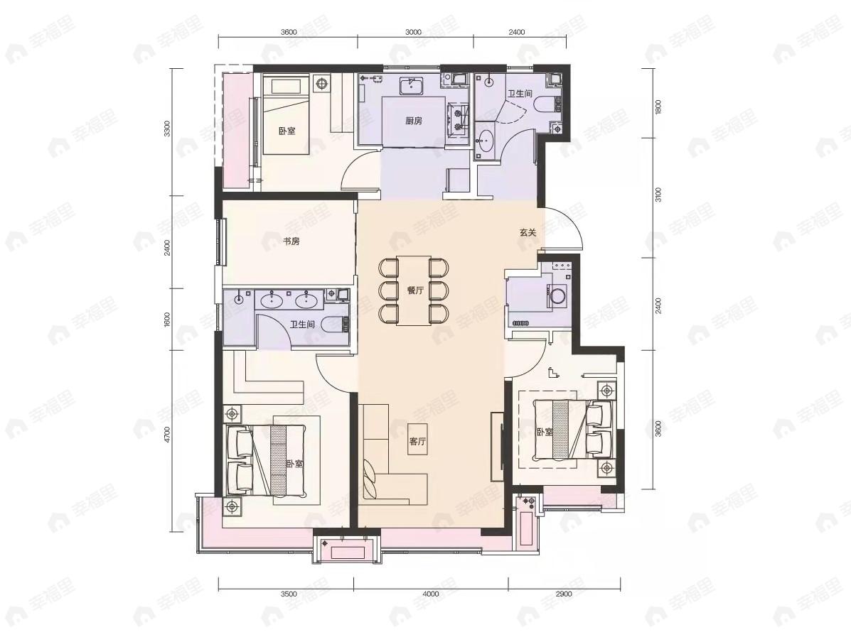 北京城建乐知筑4室2厅2卫户型图