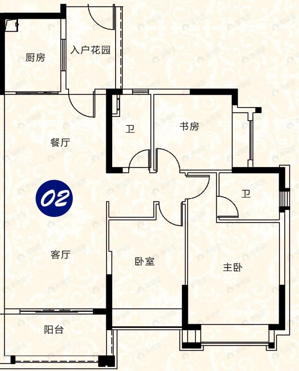顺德保利中央公园3室2厅2卫户型图
