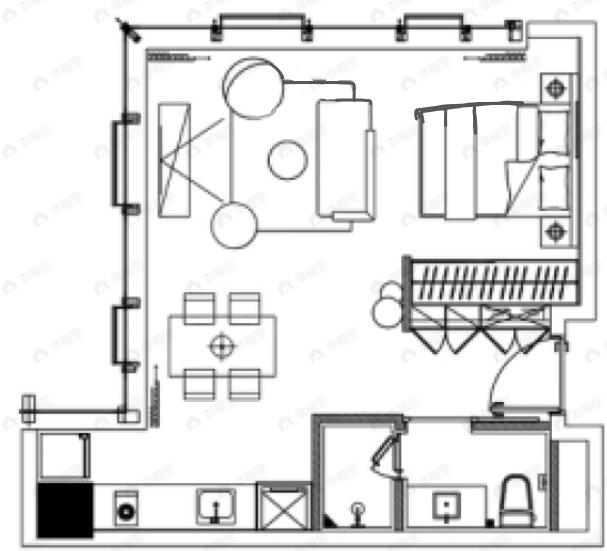 重庆时代中心1室1厅1卫户型图
