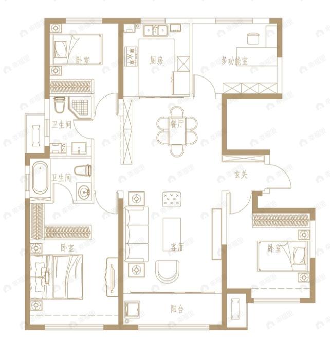 中海铂悦府4室2厅2卫户型图