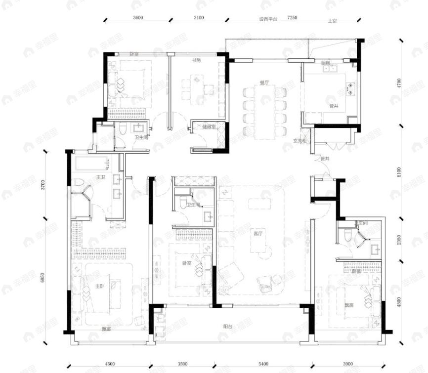 滨江枫映华庭5室2厅4卫户型图
