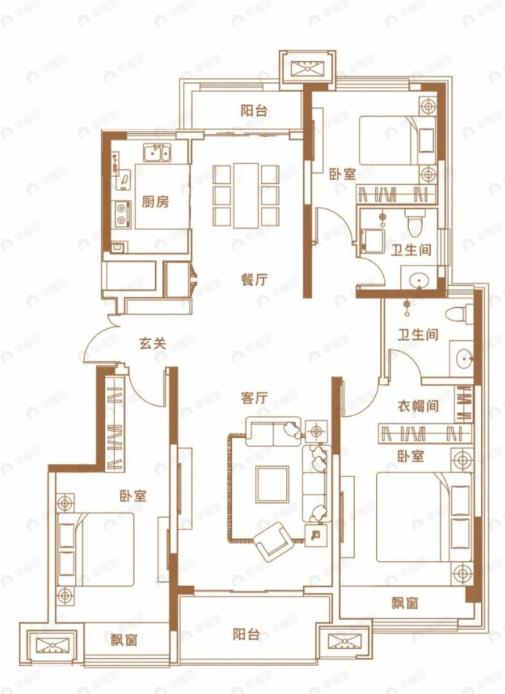 路劲九郡3室2厅2卫户型图