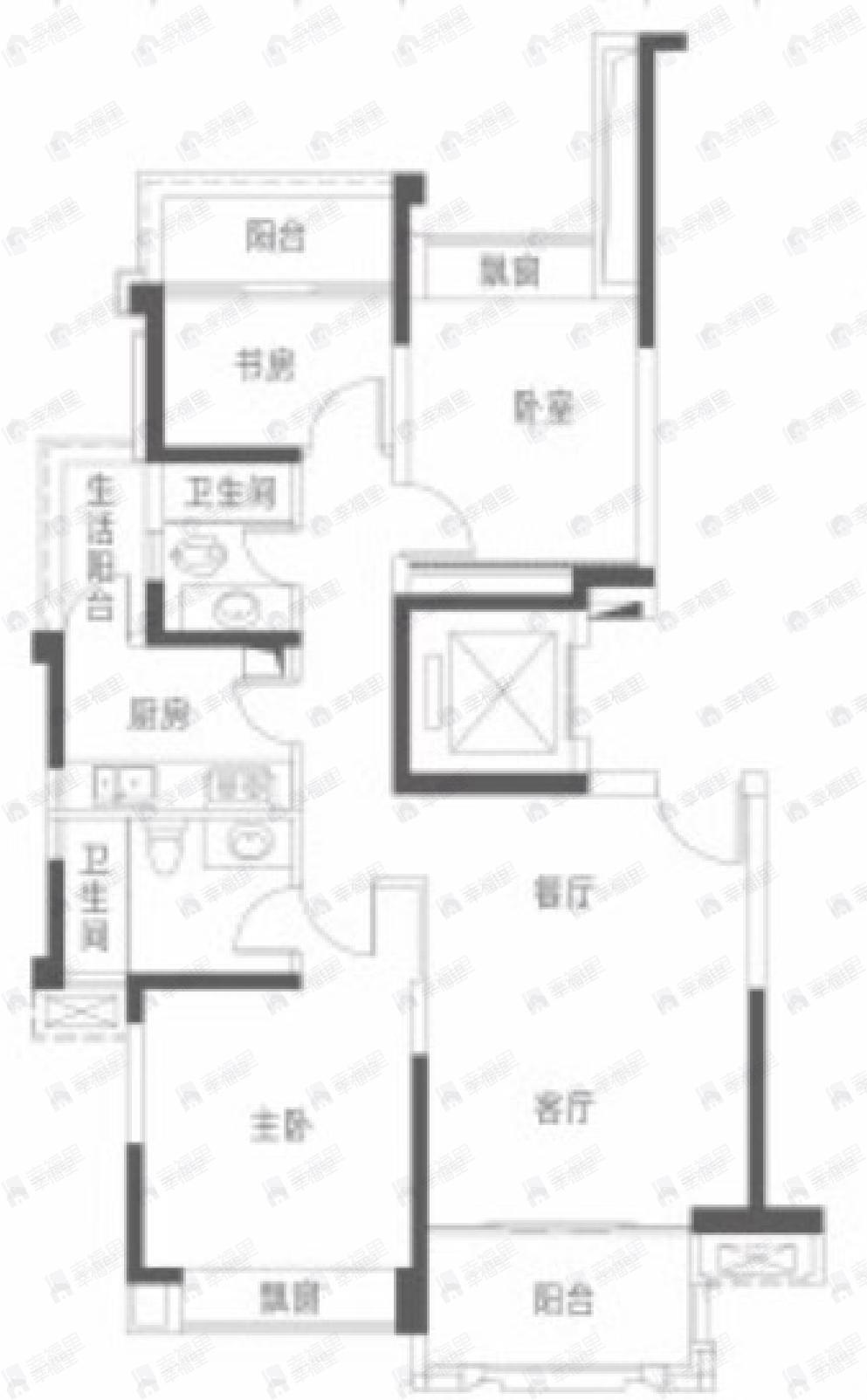 竹径悦山3室2厅2卫户型图