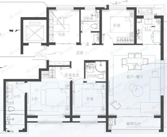 东华•滨湖壹号院4室2厅2卫户型图