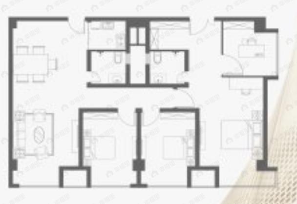 旺金商务广场4室2厅2卫户型图