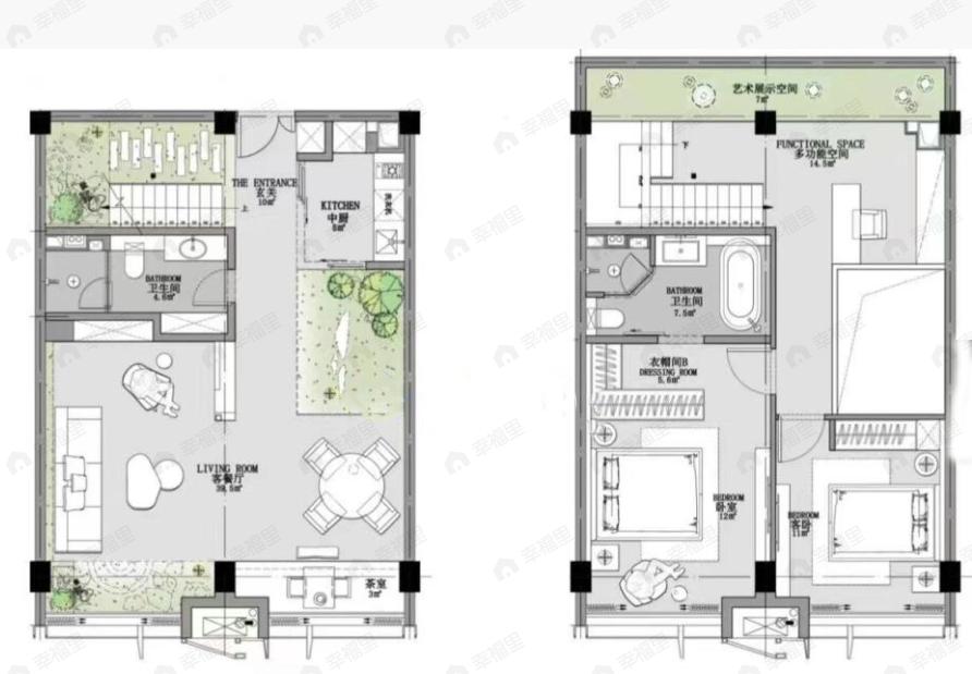 世腾镜象里2室2厅2卫户型图
