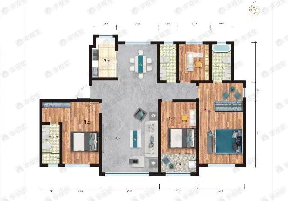 一世界书香华府4室2厅3卫户型图
