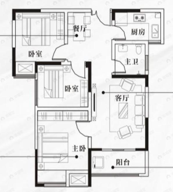 正泰君和府3室2厅1卫户型图