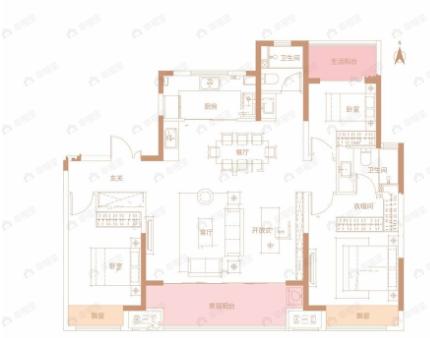 润泓锦园3室2厅2卫户型图