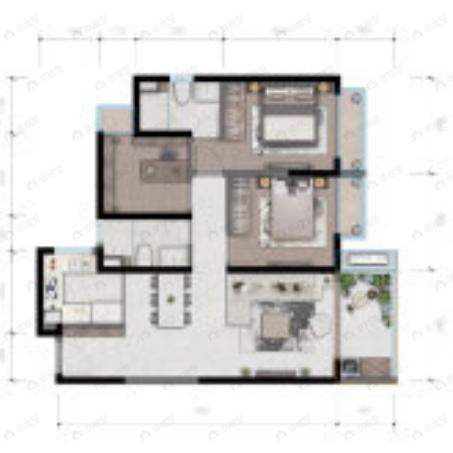 保利明玥半山3室2厅2卫户型图
