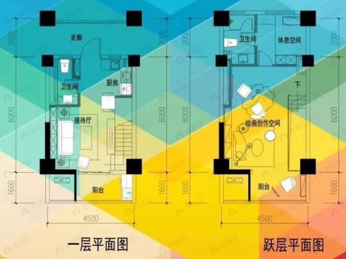 西安国际美术城2室2厅2卫户型图