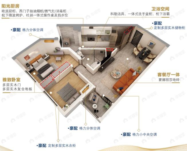 2室2厅1卫建面77平户型图