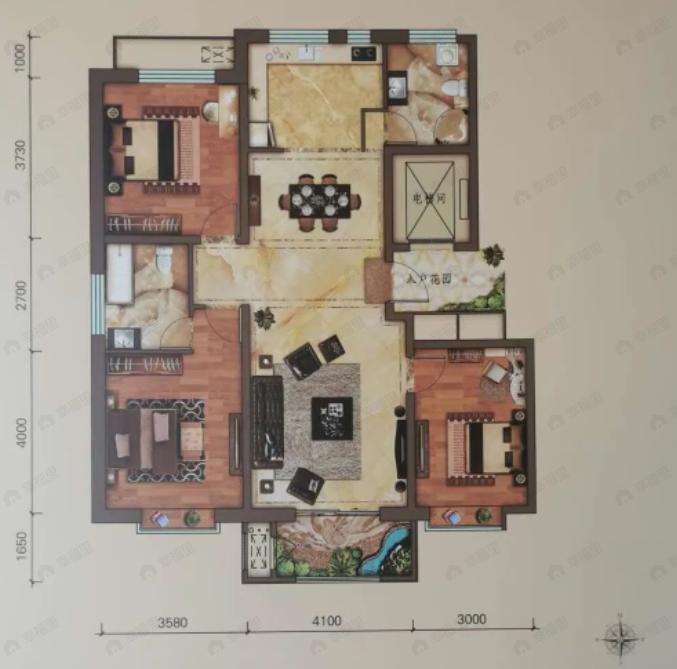 锦河湾3室2厅2卫户型图
