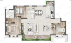 首创誉华洲3室2厅2卫户型图