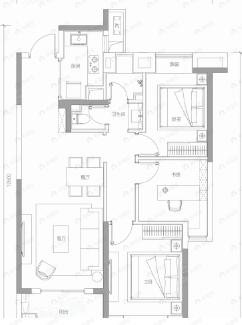 恺德熹园3室2厅1卫户型图