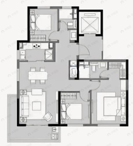 山河万物3室2厅2卫户型图