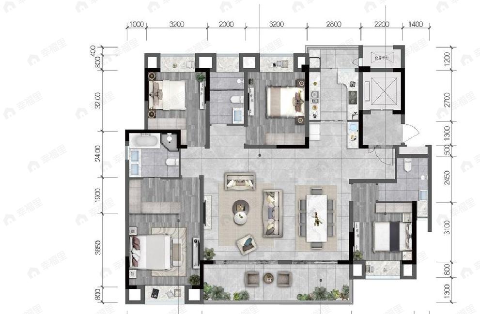 华侨城云麓台4室2厅3卫户型图
