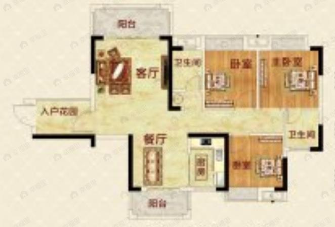 禄步豪庭3室2厅2卫户型图