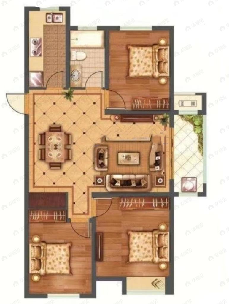 港利上城国际3室2厅1卫户型图