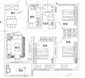 高晟福润城3室2厅1卫户型图