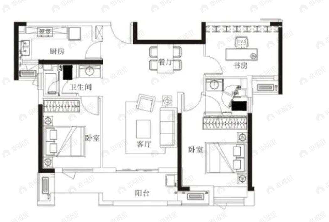 兰江公园里3室2厅2卫户型图