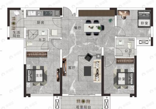 3室2厅2卫建面113平户型图