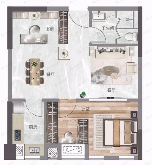 万熙天地2室2厅1卫户型图
