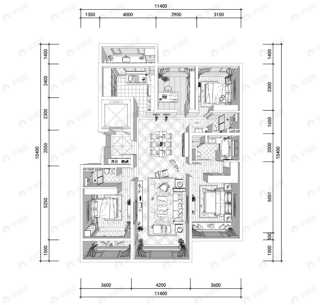 中粮京西祥云4室2厅3卫户型图